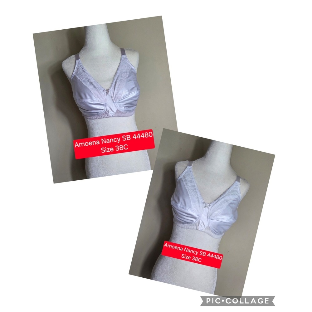 (2) Bras Amoena Pocket Mastectomy Wirefree Lace Overlay Both Nancy SB 44480